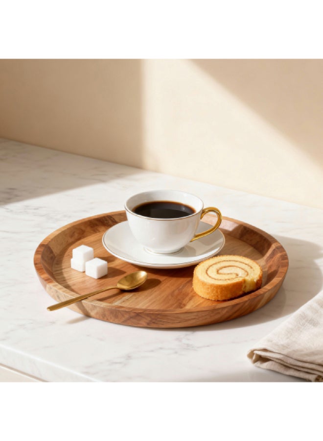 Home Box Albero Round Wooden Tray - Natural Finish - Image 1